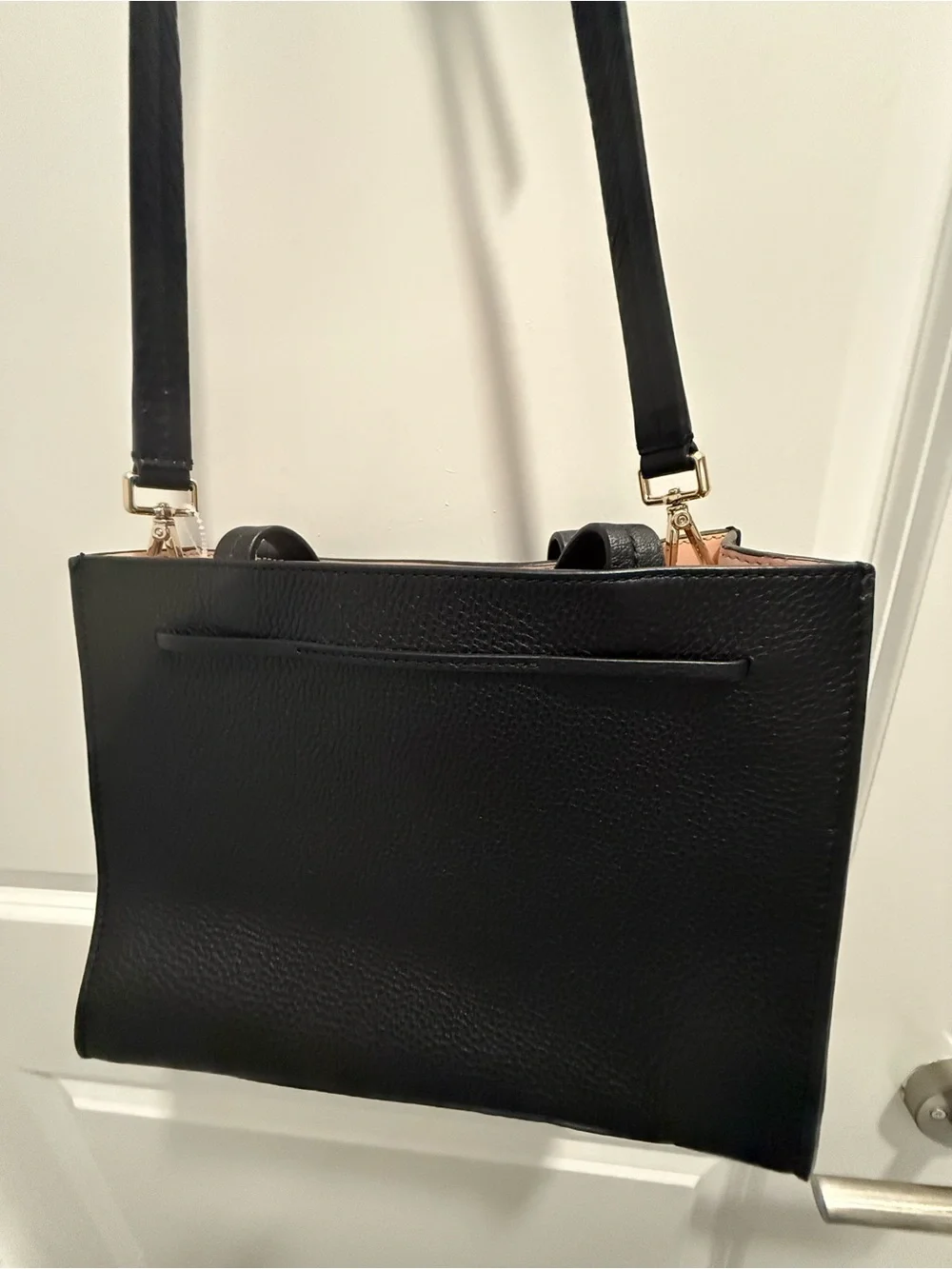 kate spade Black Pebbled Leather Satchel with Gold Accents